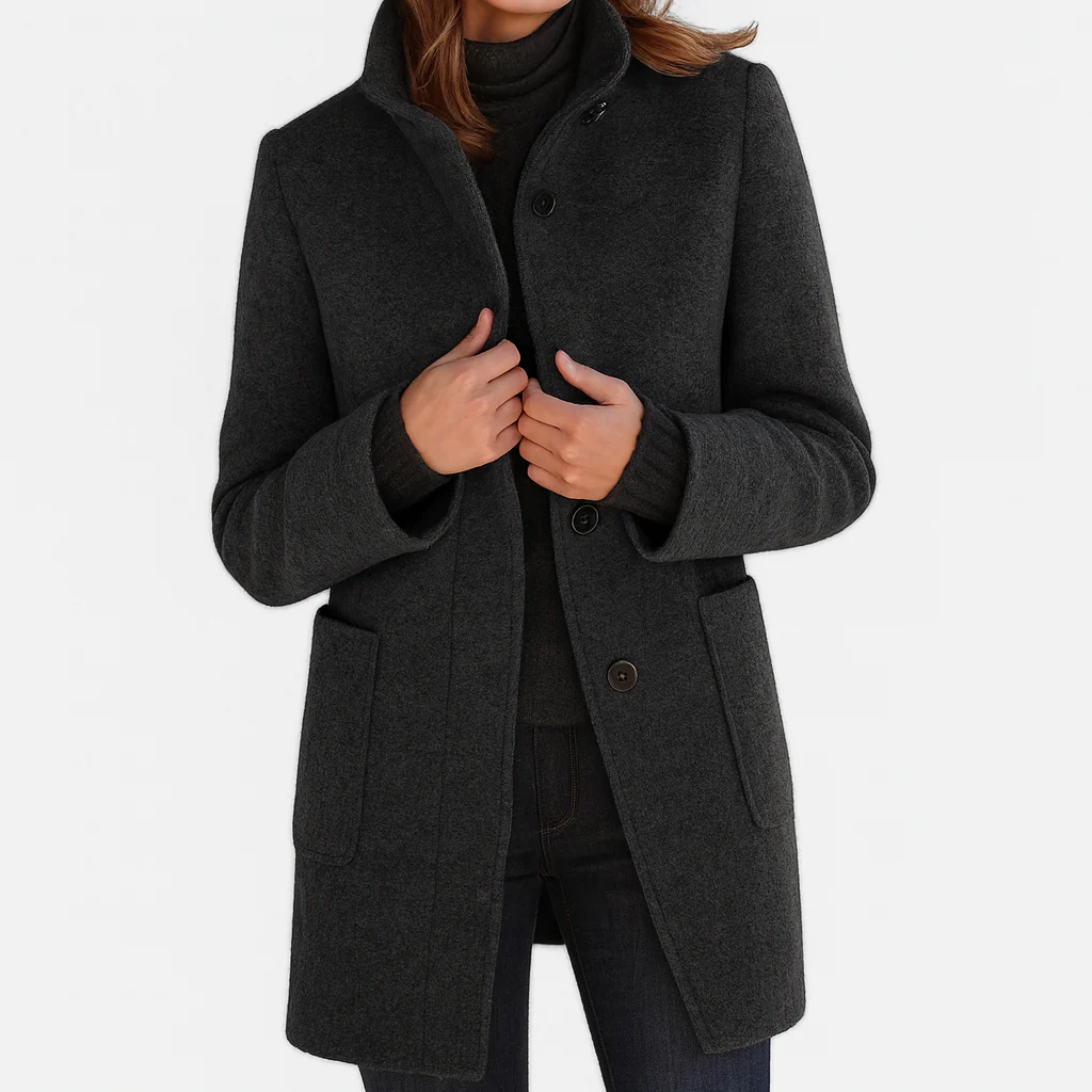 Aurélie | Manteau Élégant Laine Col Montant