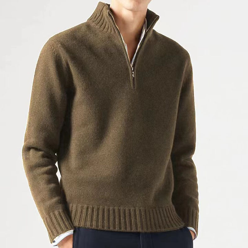 Patrick - Pull Élégant Col Montant Demi-Zippé