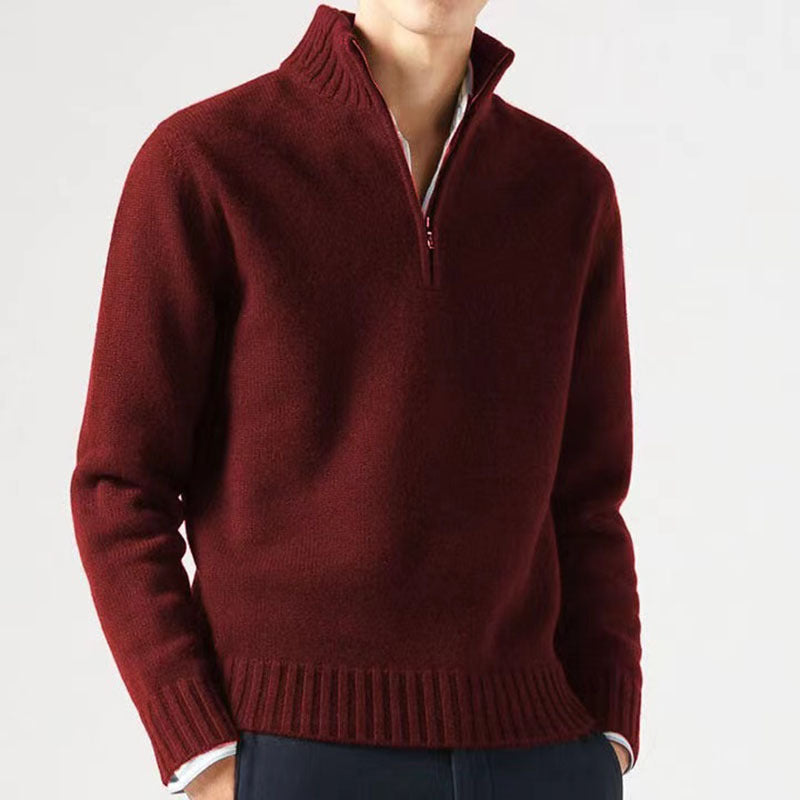 Patrick - Pull Élégant Col Montant Demi-Zippé