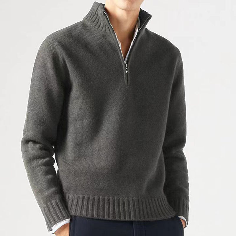 Patrick - Pull Élégant Col Montant Demi-Zippé