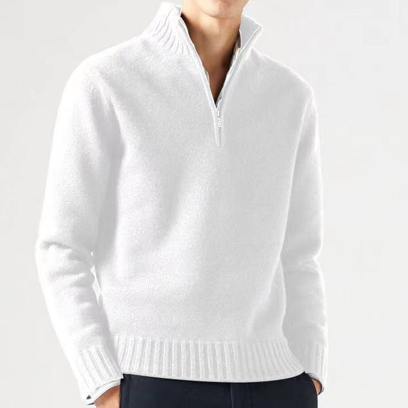 Patrick - Pull Élégant Col Montant Demi-Zippé