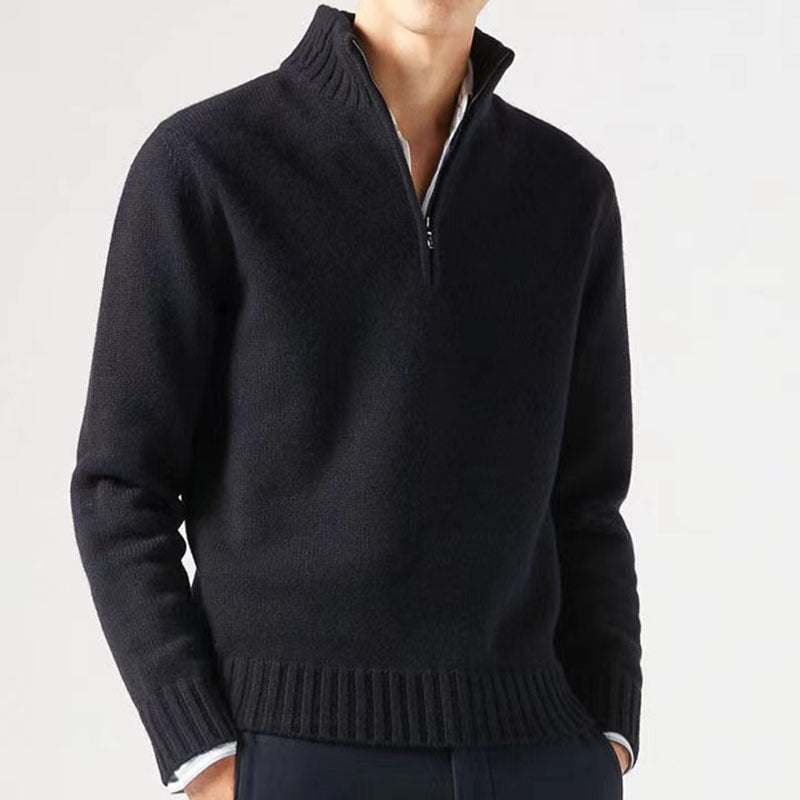 Patrick - Pull Élégant Col Montant Demi-Zippé