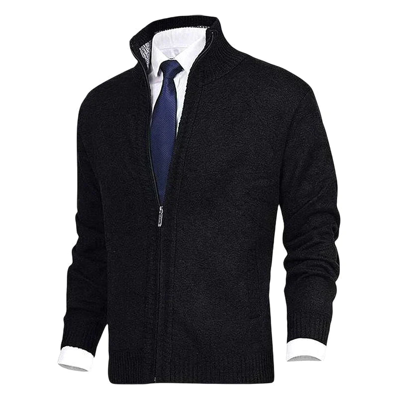 Damien - Cardigan Élégant Zippé Col Montant