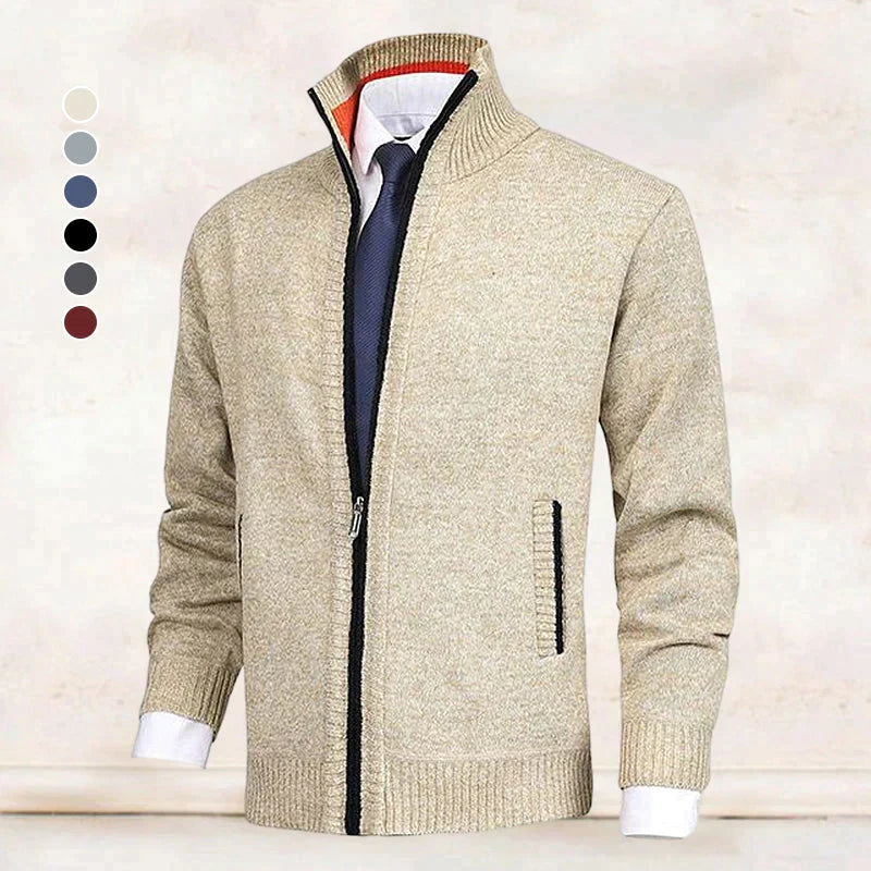Damien - Cardigan Élégant Zippé Col Montant