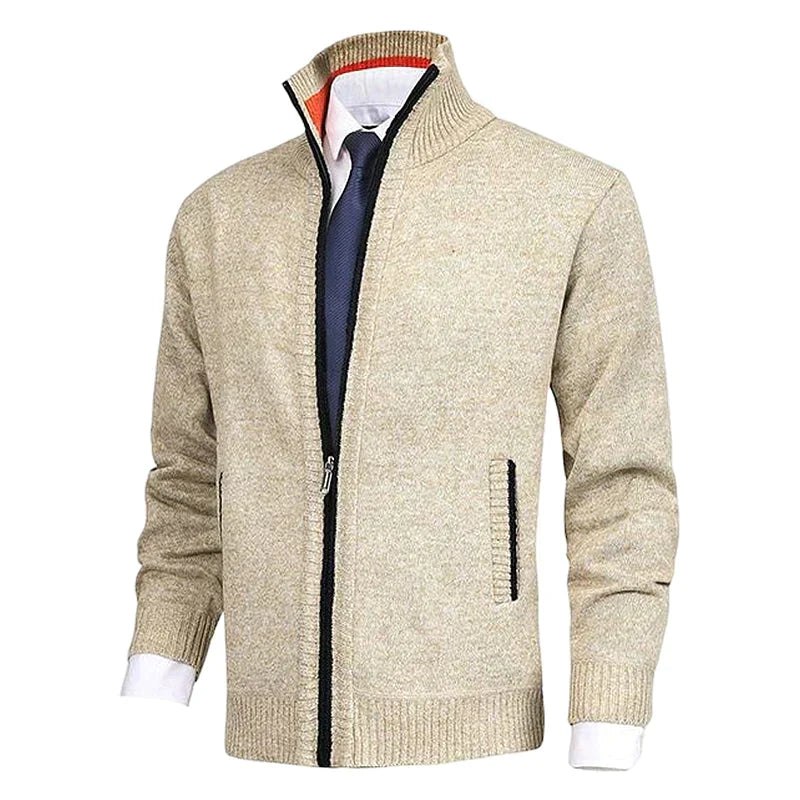 Damien - Cardigan Élégant Zippé Col Montant