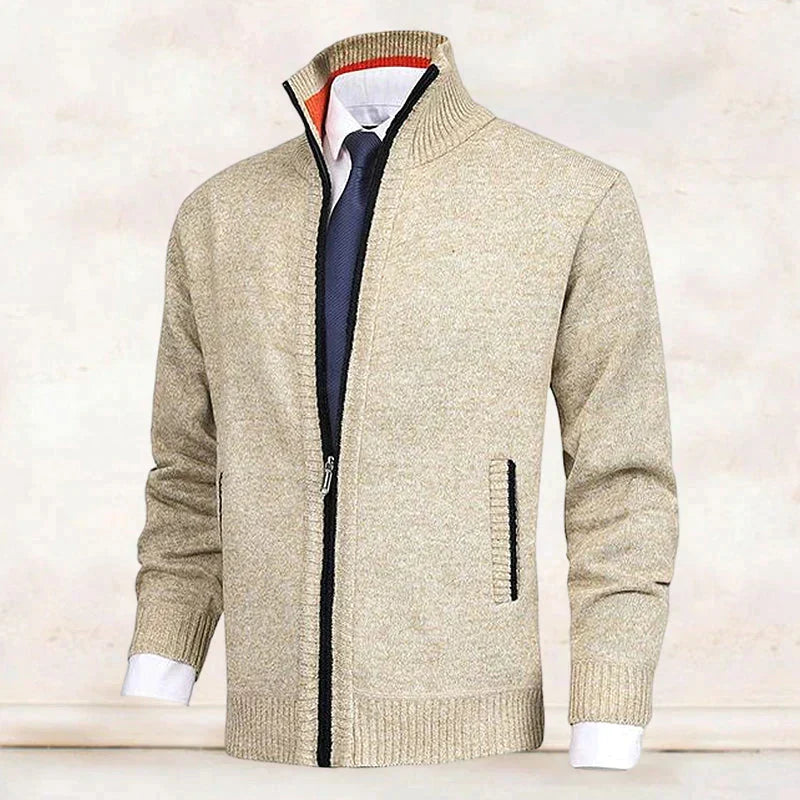 Damien - Cardigan Élégant Zippé Col Montant