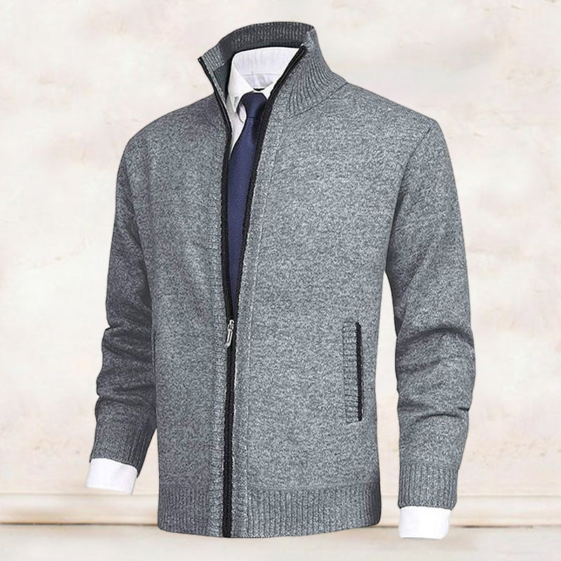 Damien - Cardigan Élégant Zippé Col Montant