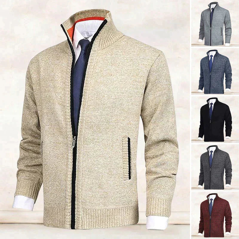 Damien - Cardigan Élégant Zippé Col Montant