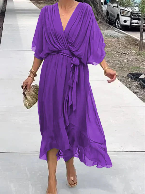 Robe Longue Femme en Mousseline Verte - Denise