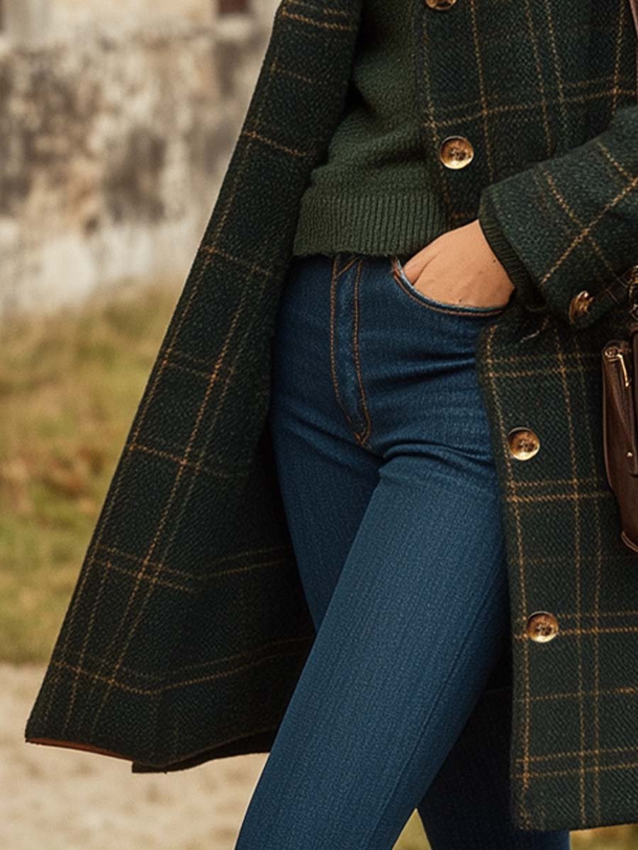 Laurence | Manteau Chic Carreaux Vintage