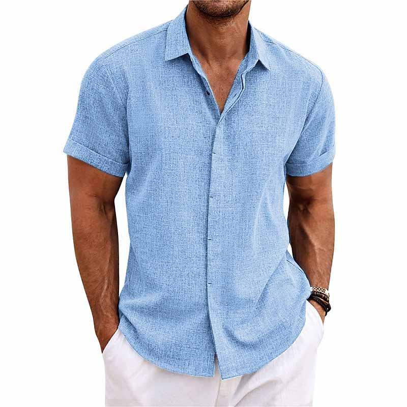 Julien - Chemise Lin Manches Courtes Décontractée Homme