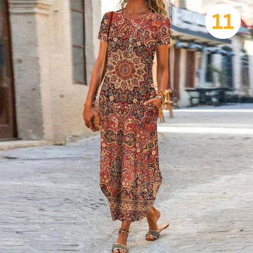Lucinde - Robe Maxi Longue Avec Imprimé Vif Et Design Élégant
