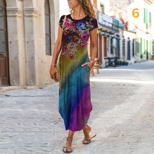 Lucinde - Robe Maxi Longue Avec Imprimé Vif Et Design Élégant