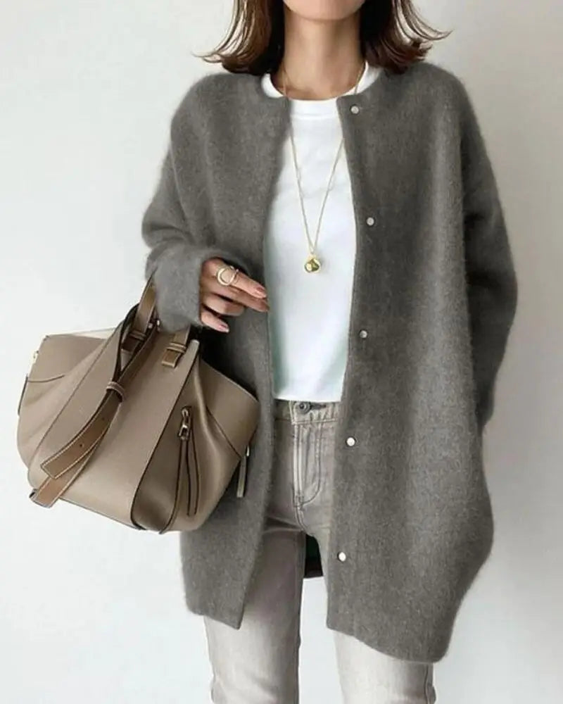 Charlotte - Cardigan Élégant Long Laine