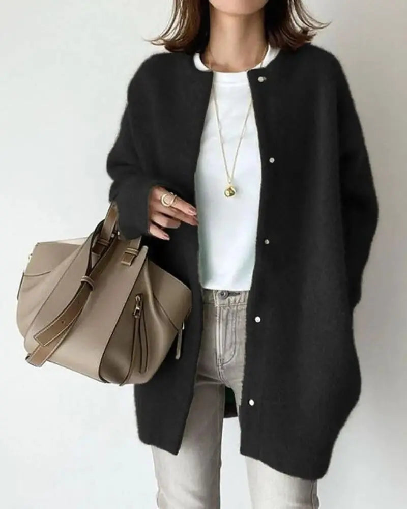 Charlotte - Cardigan Élégant Long Laine