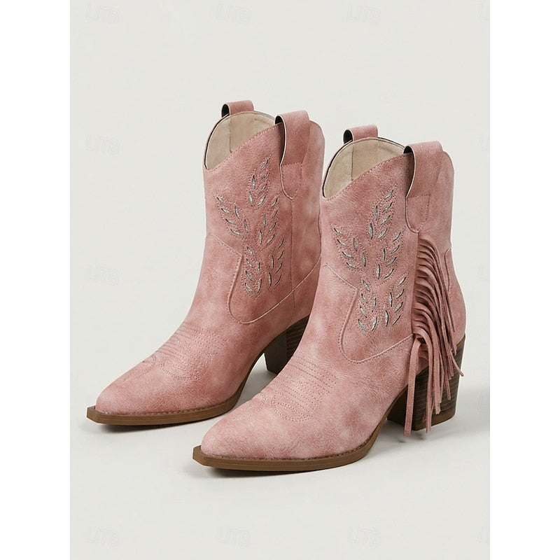 Chloé - Bottines Cowboy Chic Daim Franges