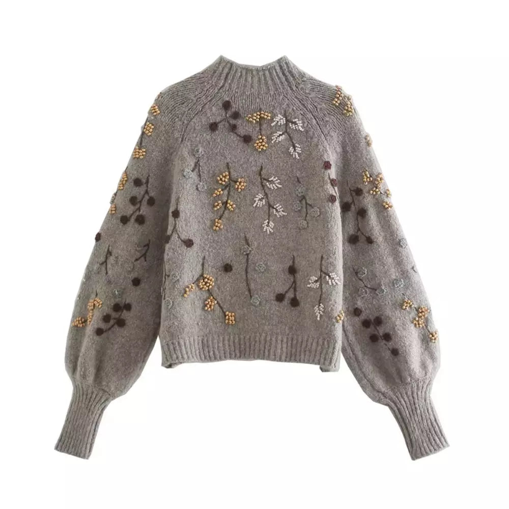 Céline - Pull Féminin Brodé Fleuri