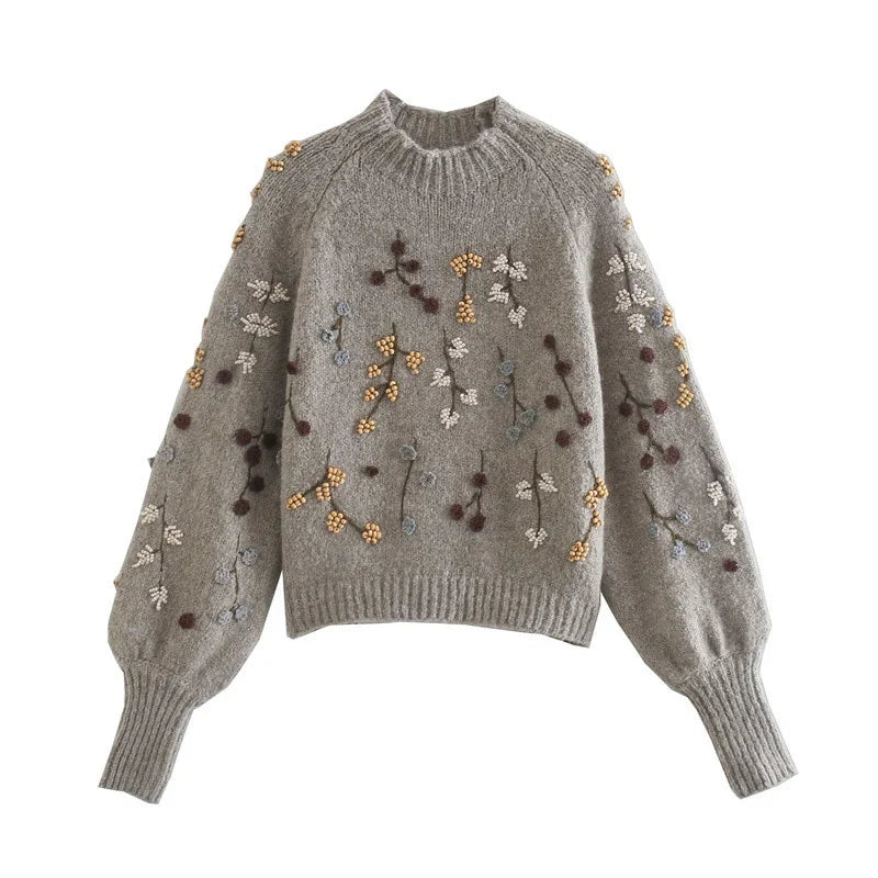 Céline - Pull Féminin Brodé Fleuri