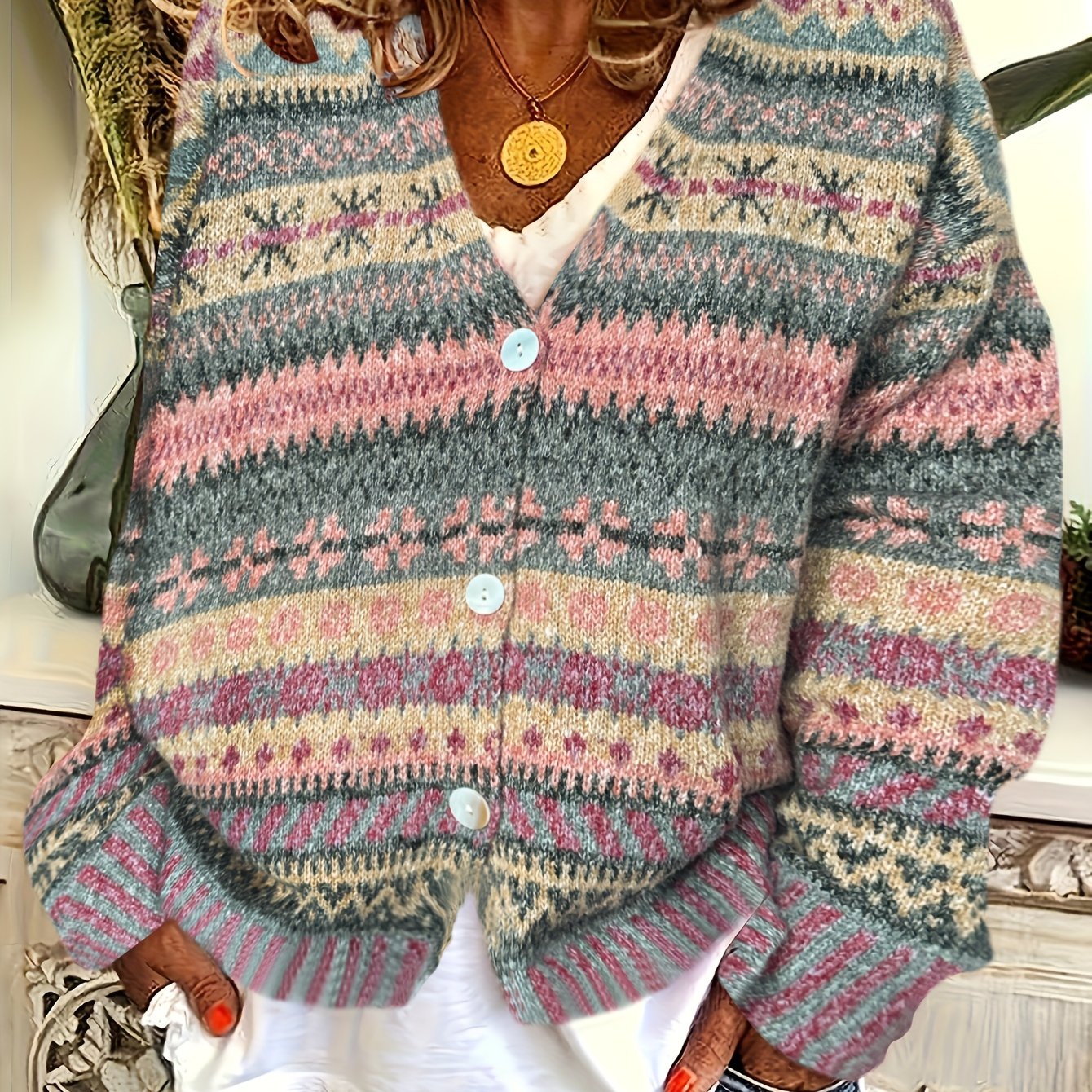 Sophie - Gilet Élégant Bohème Jacquard