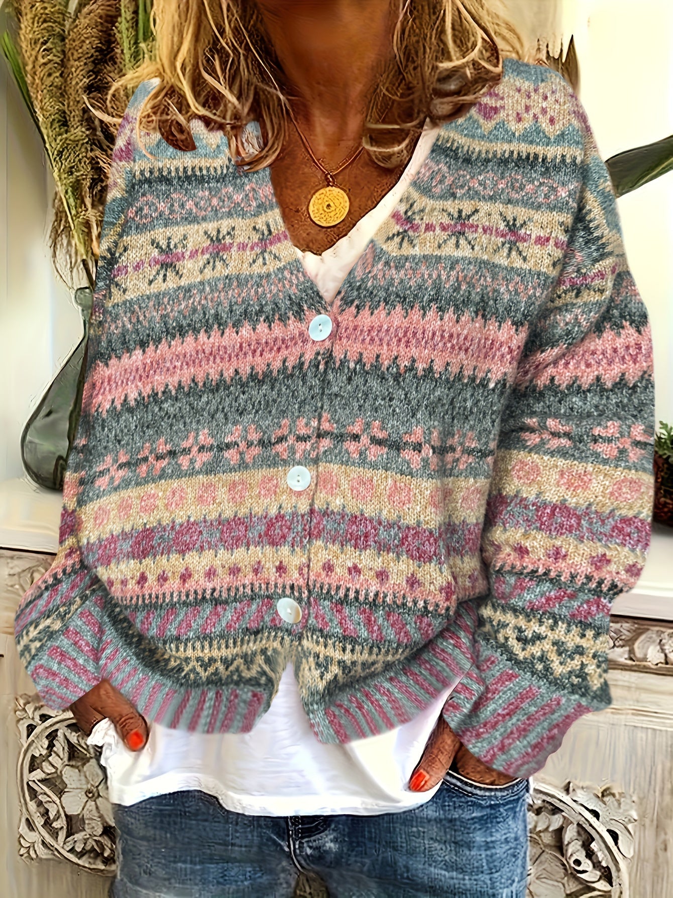 Sophie - Gilet Élégant Bohème Jacquard
