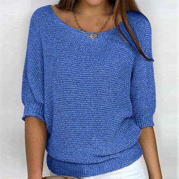 Nathalie - Pull Flatteur Maille Fine Col Bateau