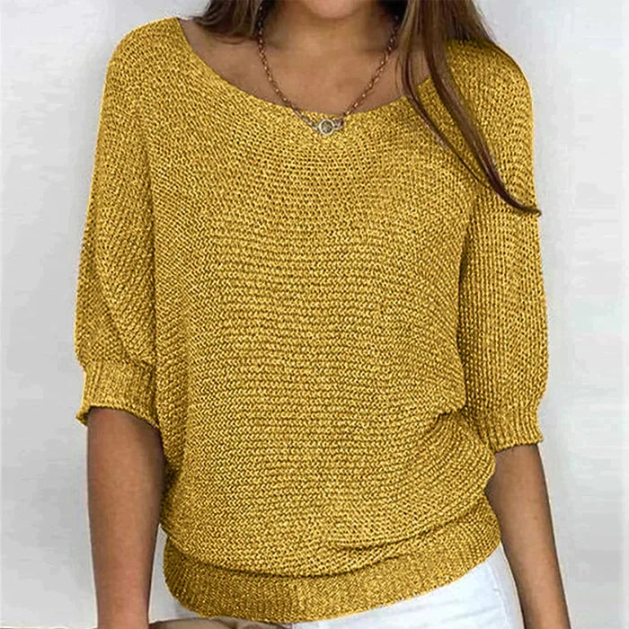 Nathalie - Pull Flatteur Maille Fine Col Bateau