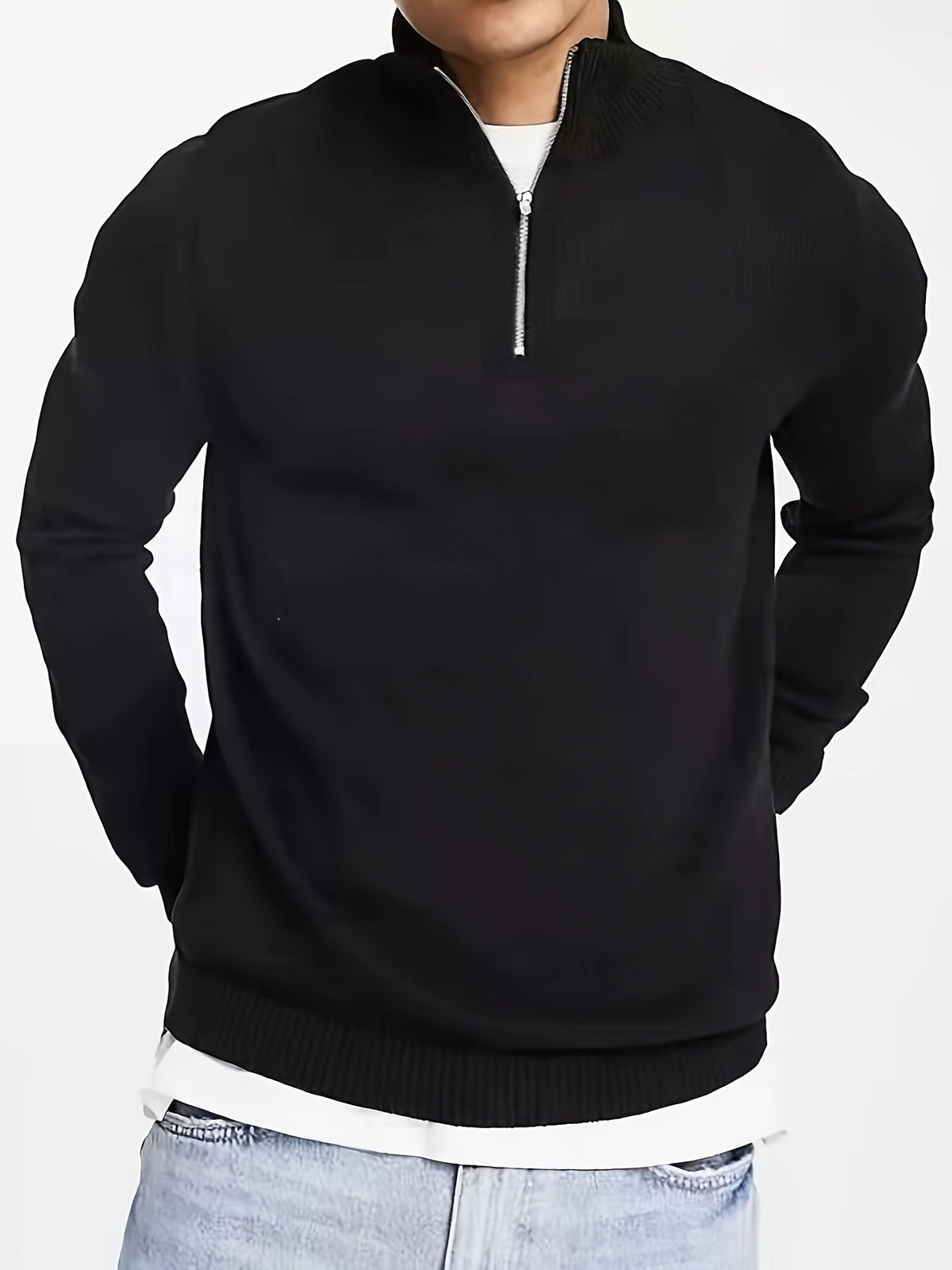 Thierry - Pull Élégant Col Montant Zippé