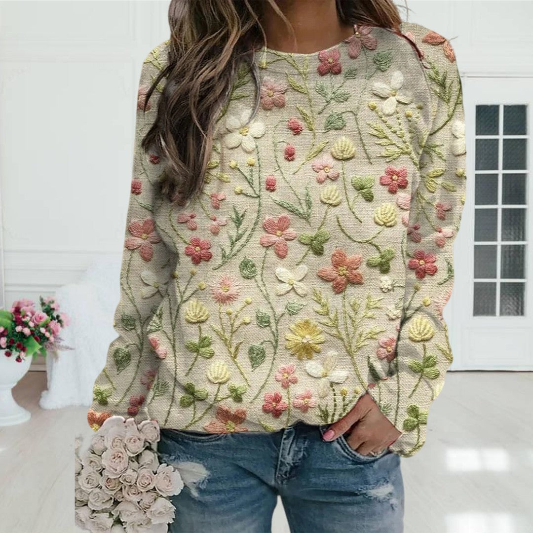 Marguerite - Pull Élégant Fleuri Brodé
