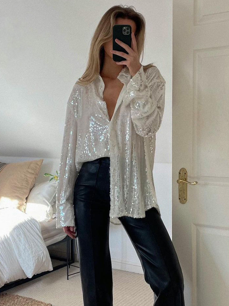 Delphine - Blouse d'Été Pailletée