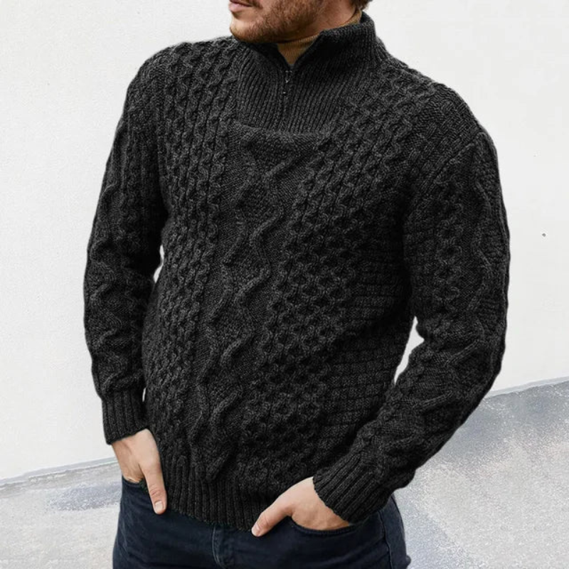 Bastien - Pull Col Roulé Zippé Maille Moderne Homme