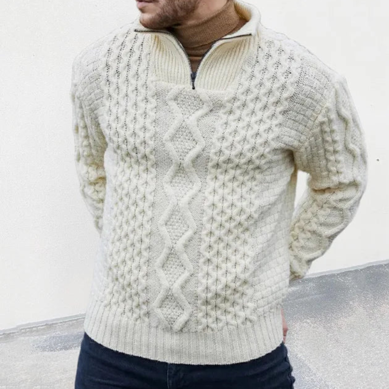 Bastien - Pull Col Roulé Zippé Maille Moderne Homme