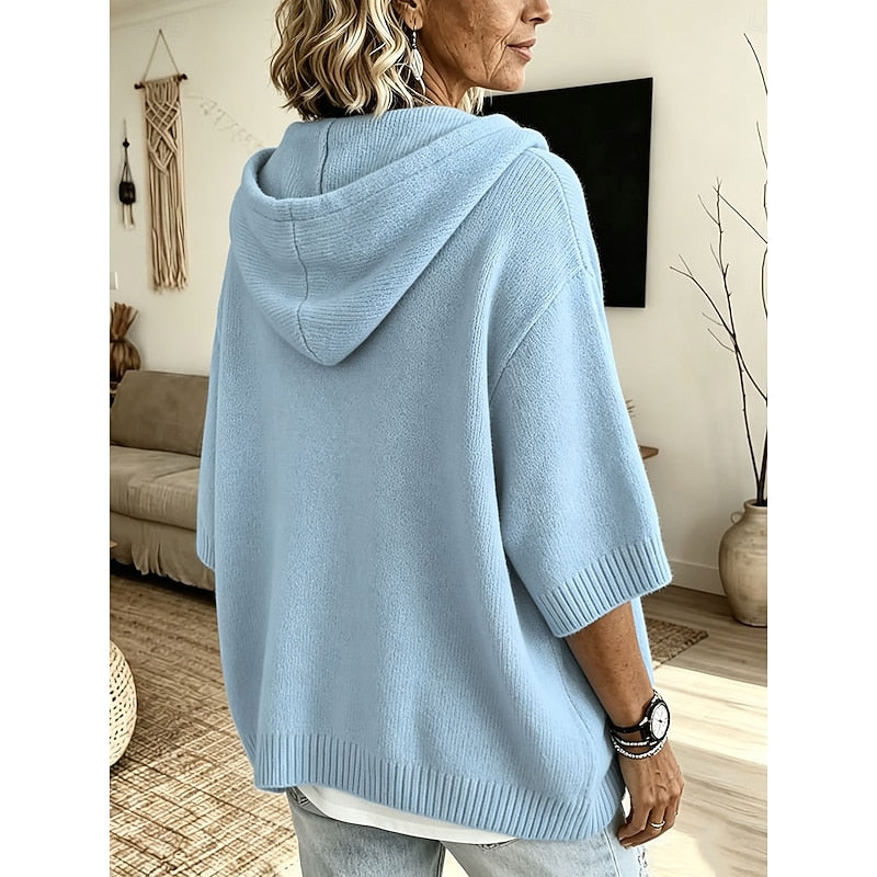 Valérie - Pull Élégant Boutonné Capuche