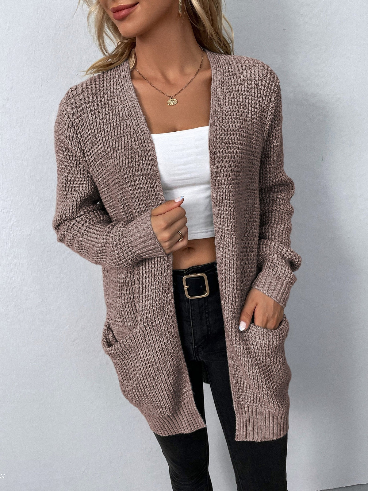 Caroline - Cardigan Élégant Long Poches