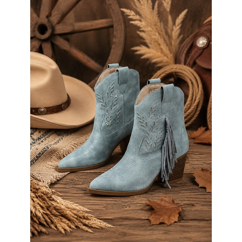 Chloé - Bottines Cowboy Chic Daim Franges