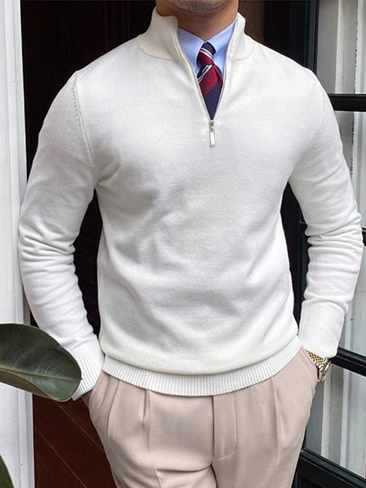 Christophe - Pull Élégant Zippé Col Montant