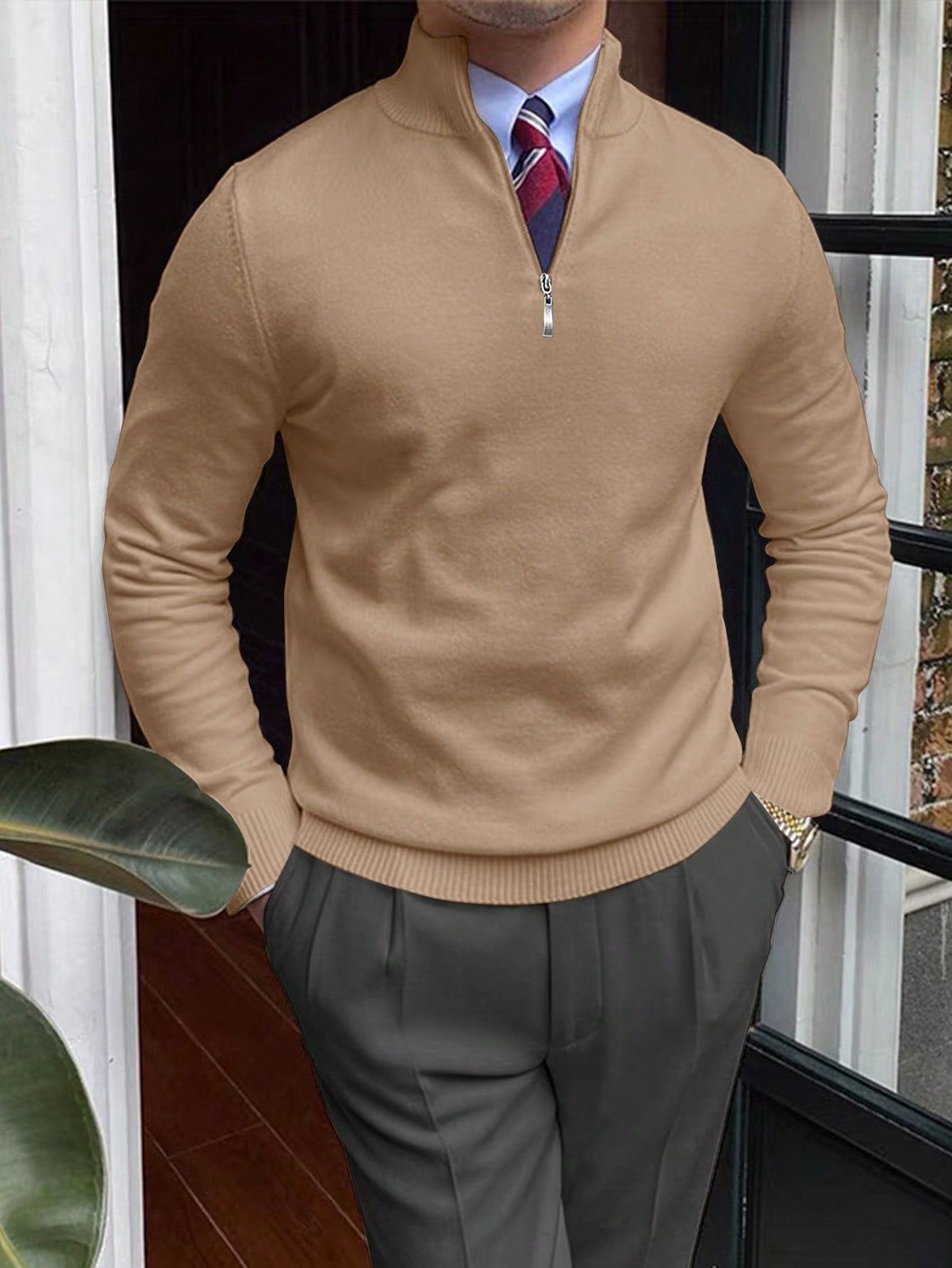 Christophe - Pull Élégant Zippé Col Montant