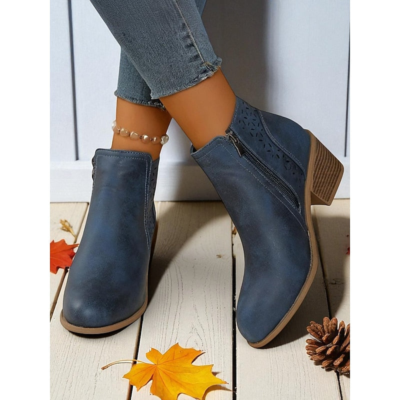 Sylvie - Bottines Élégantes Daim Ajourées