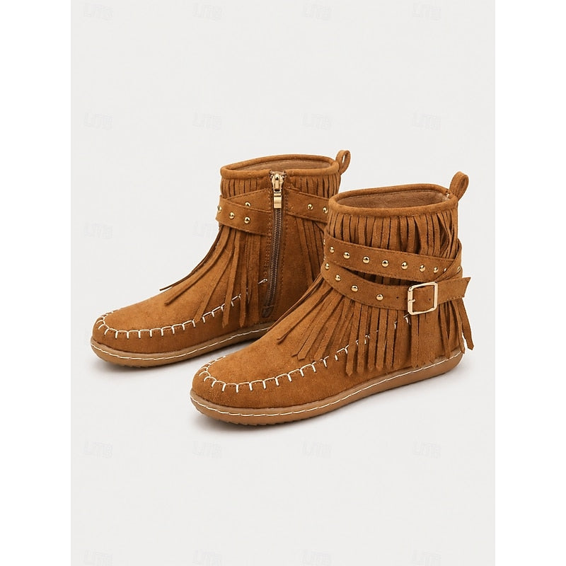 Florence - Bottines Chic Franges Plates