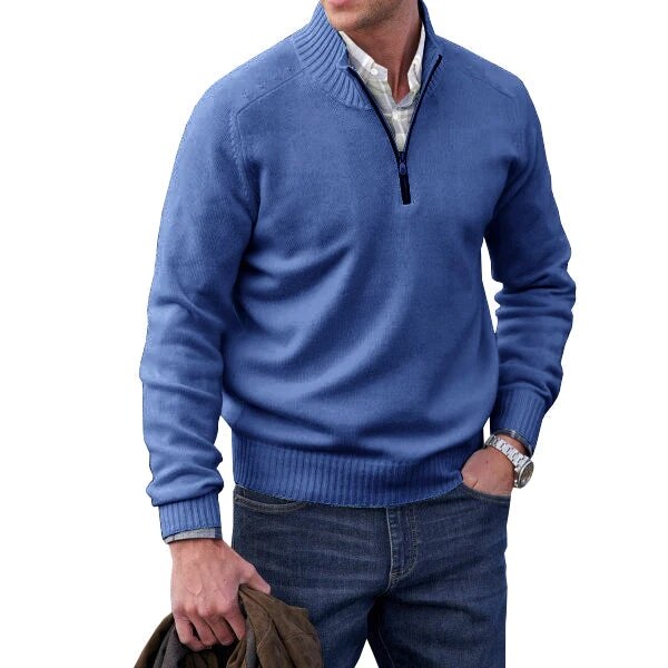 Marc - Pull Élégant Col Montant Demi-Zippé