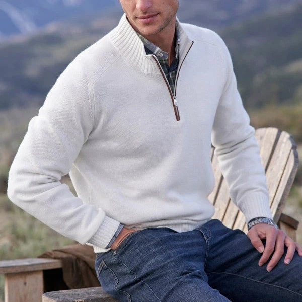 Marc - Pull Élégant Col Montant Demi-Zippé