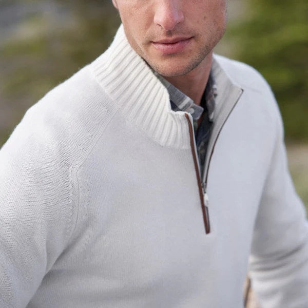 Marc - Pull Élégant Col Montant Demi-Zippé