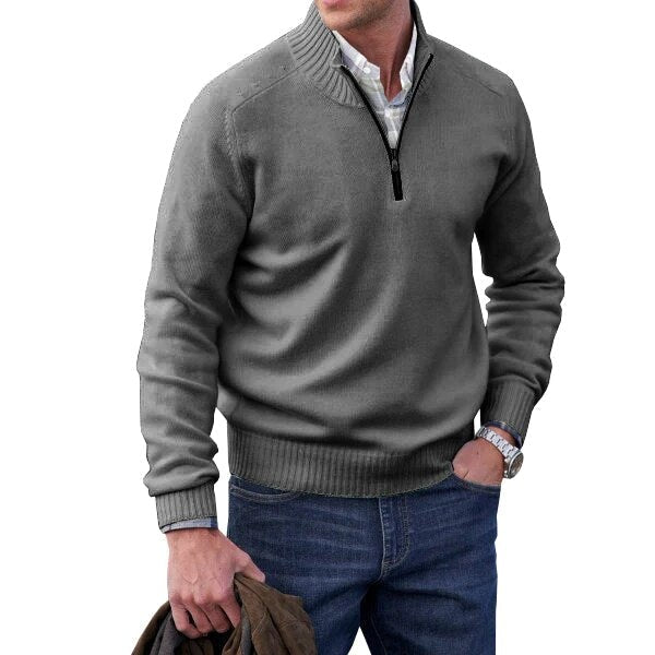 Marc - Pull Élégant Col Montant Demi-Zippé