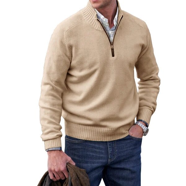 Marc - Pull Élégant Col Montant Demi-Zippé