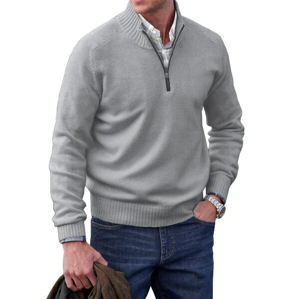 Marc - Pull Élégant Col Montant Demi-Zippé