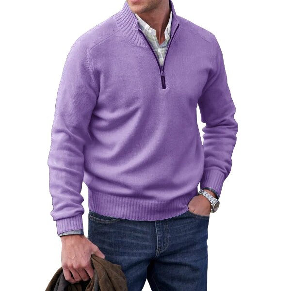 Marc - Pull Élégant Col Montant Demi-Zippé