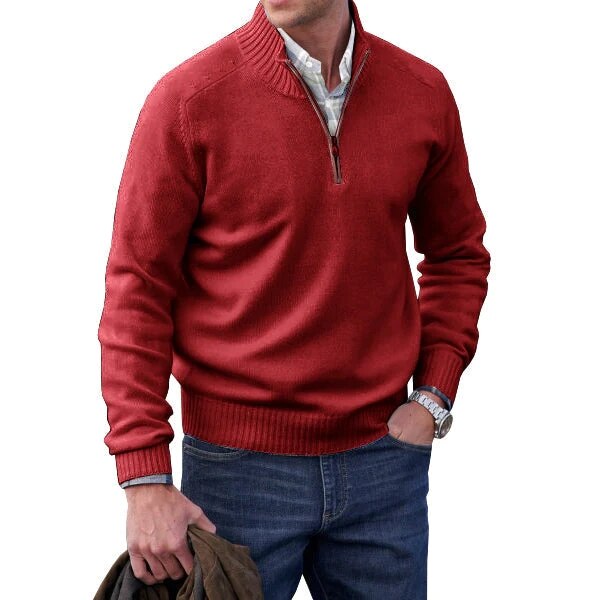 Marc - Pull Élégant Col Montant Demi-Zippé