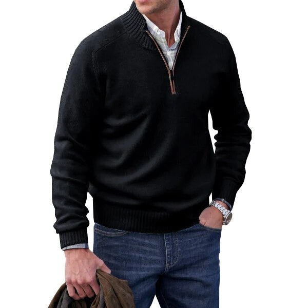 Marc - Pull Élégant Col Montant Demi-Zippé