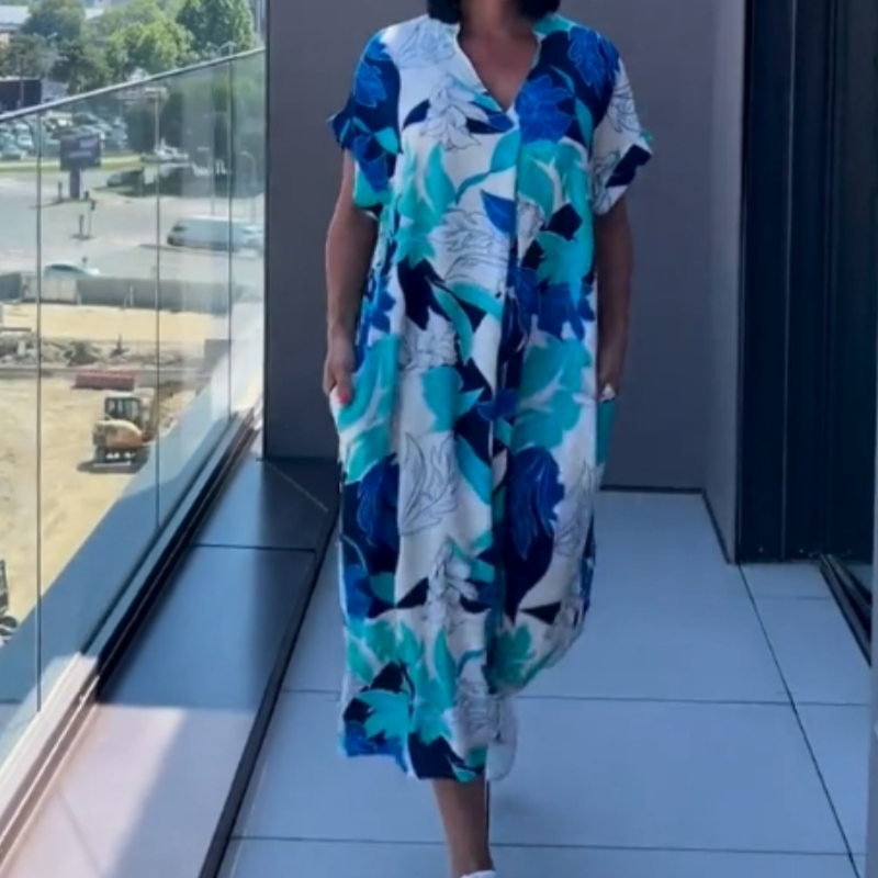 Céline - Robe Caftan Femme Ample Imprimée