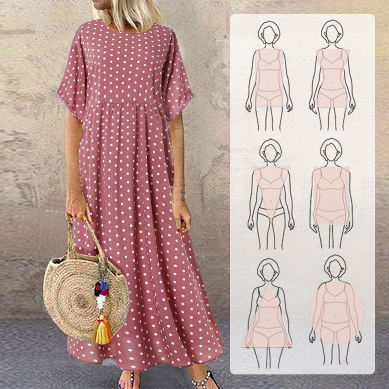 Monique - Robe Longue Femme à Pois Bohème