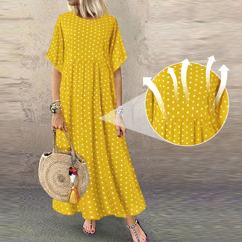 Monique - Robe Longue Femme à Pois Bohème